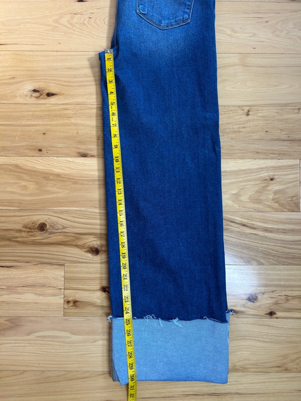 Risen Dark Blue High Rise Wide-Leg Cuffed Stretchy Jeans | Size 31/13 - Picture 5 of 8